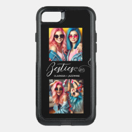 Modern Black White Bestie 2 Photo Personalized OtterBox Commuter iPhone SE/8/7 Case