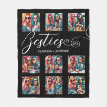 Modern Black White Bestie 9 Photo Collage