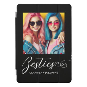 Modern Black White Bestie Photo Personalized iPad Pro Cover