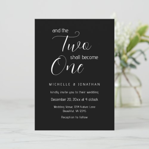 Modern Black White Bible Verse Christian Wedding Invitation