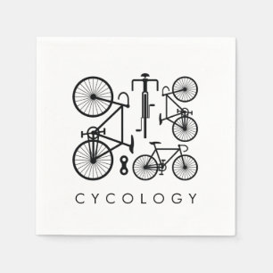 Modern Black & White Bicycle Pattern Napkins