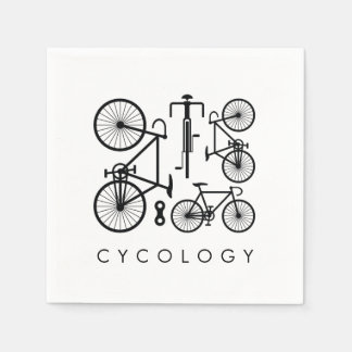 Modern Black & White Bicycle Pattern Napkins