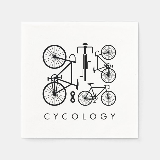 Modern Black & White Bicycle Pattern Napkins (Front)