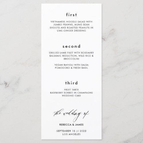 Modern Black White Big Calligraphy Script Wedding Menu