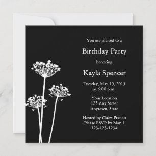 Modern Black & White Birthday Party Invitation