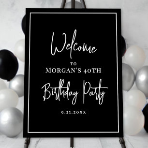 Modern Black White Birthday Party Welcome Foam Board