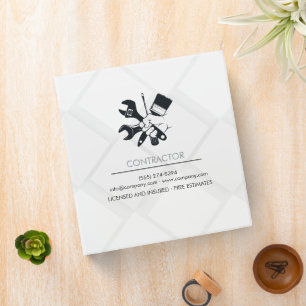 Modern Black & White Block Building Construction 3 Ring Binder