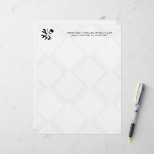 Modern Black & White Block Building Construction Letterhead