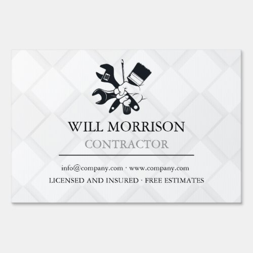 Modern Black & White Block Building Construction Sign