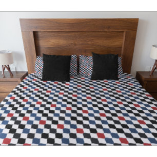 Modern Black White Blue Orange Flag Pattern Duvet Cover