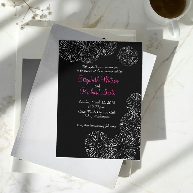 Modern Black White Boho Chic Wedding Invitation (Creator Uploaded)