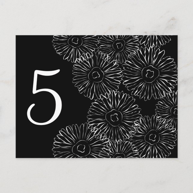 Modern Black White Boho Chic Wedding Table Number  (Front)