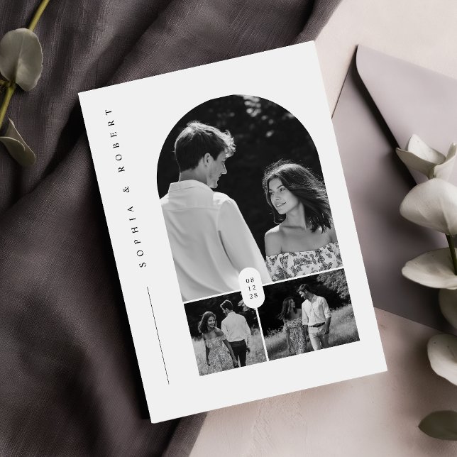 Modern Black & White Boho Photo Wedding Invite (Creator Uploaded)