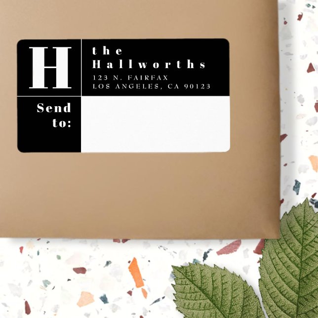 Modern Black & White Bold Block Return Address Label (Creator Uploaded)