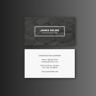 Modern Black White Bold Font Construction Business Card