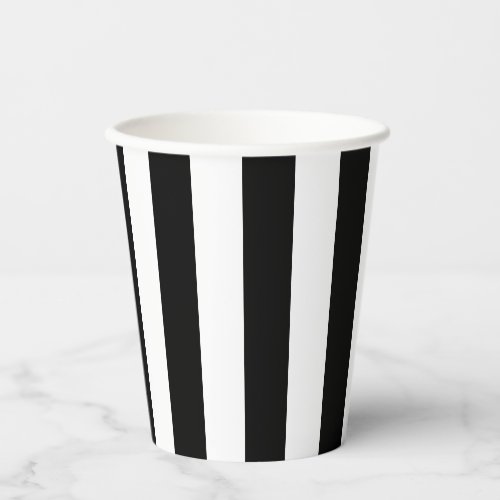 Modern black  white bold vertical stripes stylish paper cups