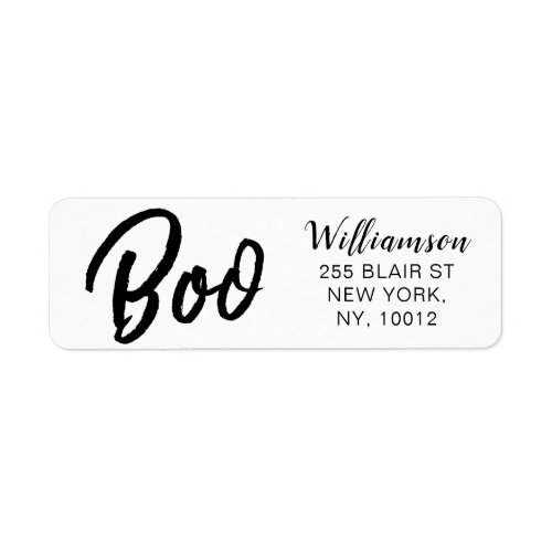 Modern Black  White Boo Minimalistic Halloween Label