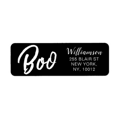 Modern Black  White Boo Minimalistic Halloween Label