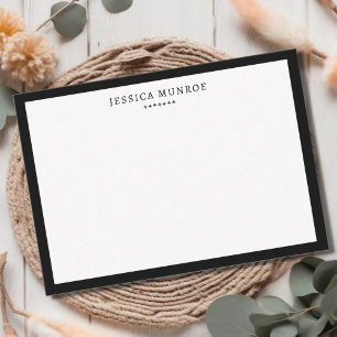 Modern Black White Border Personalized Note Card