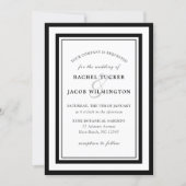 Modern Black White Border Simple Wedding Invitation | Zazzle