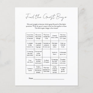 Modern Black White Bridal Shower Find the Guest Flyer