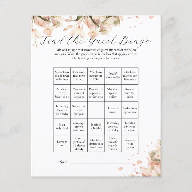 Modern Black White Bridal Shower Find the Guest Flyer (Front)