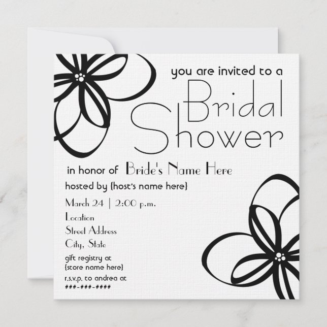 Modern Black & White Bridal Shower Invite (Front)