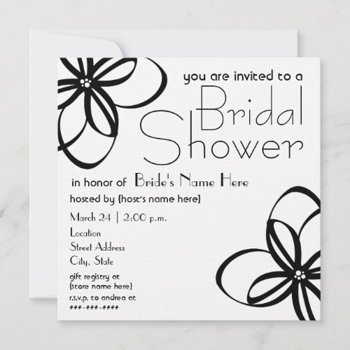 Modern Black &amp; White Bridal Shower Invite
