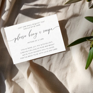 Modern Black & White Bridal Shower Recipe  Enclosure Card