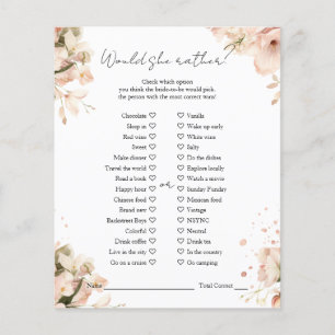 Modern Black White Bridal Shower Would She Rather Flyer