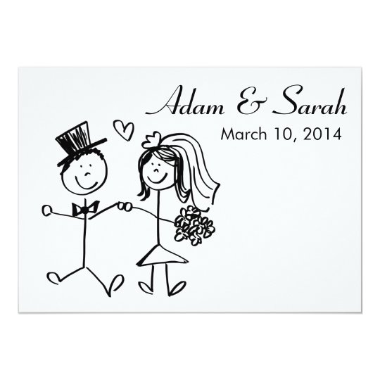 Modern Black White Bride Groom Doodle Invite Zazzle Com