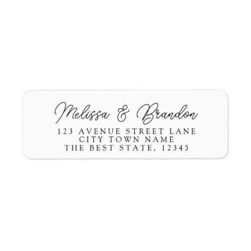 Modern Black  White Bride  Groom Return Address Label