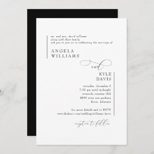 Modern Black & White Bride Parents Wedding Invitation