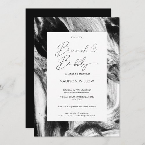 Modern Black White Brunch Bubbly Bridal Shower Invitation