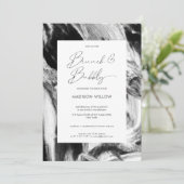 Modern Black White Brunch Bubbly Bridal Shower Invitation (Standing Front)