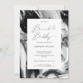 Modern Black White Brunch Bubbly Bridal Shower Invitation (Front)
