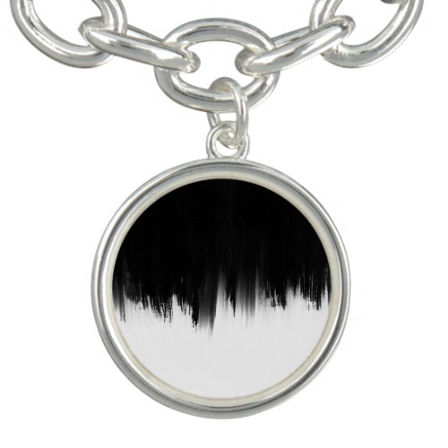 Modern Black White Brush strokes Design Bracelet