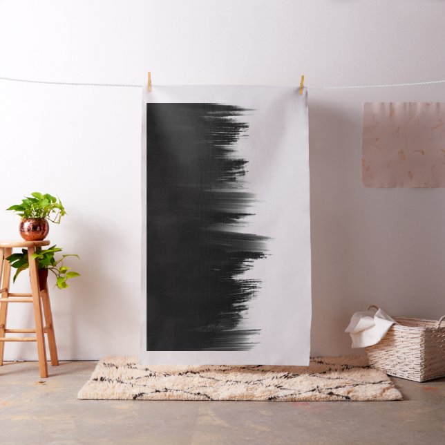 Modern Black White Brush strokes Design Fabric (In Situ)