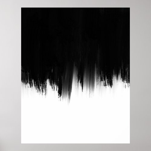 Modern Black White Brush strokes Design Poster