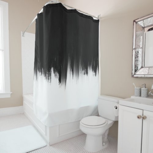 Modern Black White Brush strokes Design Shower Curtain