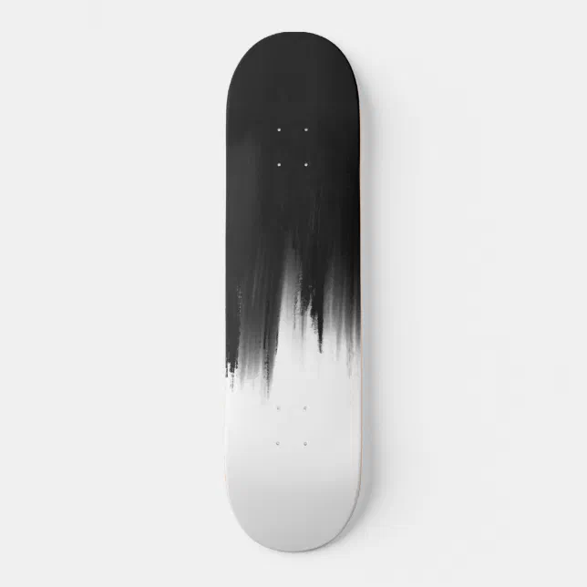 Modern Black White Brush strokes Design Skateboard Zazzle