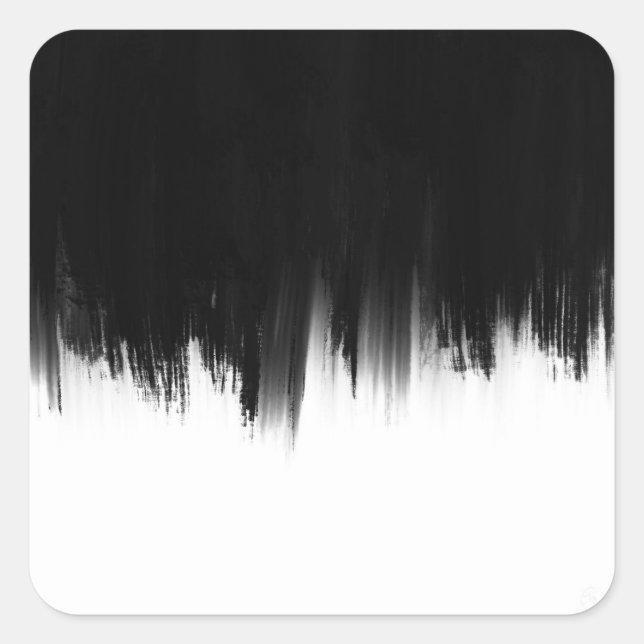 Modern Black White Brush strokes Design Square Sticker (Front)