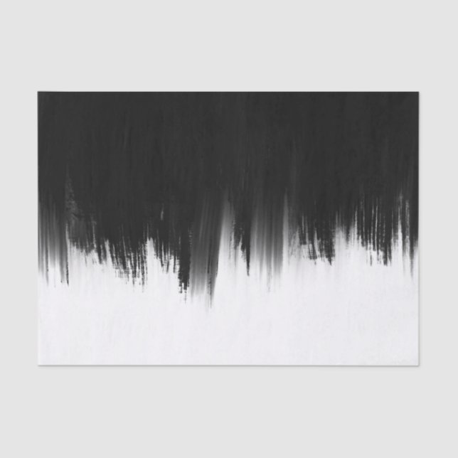 Modern Black White Brush strokes Design Tissue Paper (Front)