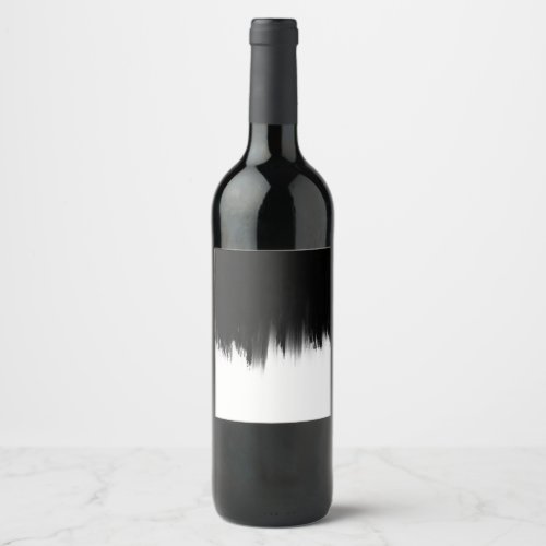 Modern Black White Brush strokes Design Wine Label