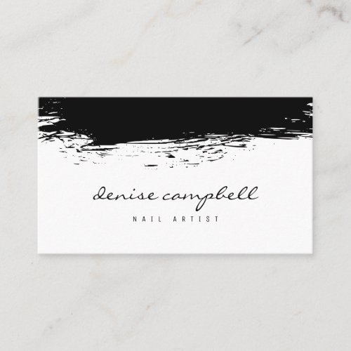 Modern black white brushstroke white minimalist business card