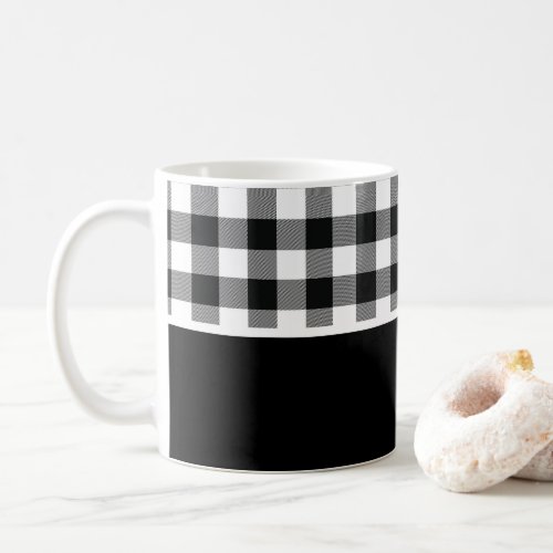 Modern Black White Buffalo Checks Coffee Mug