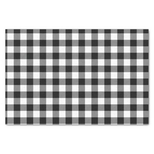 Modern Black White Buffalo Checks Tissue Paper