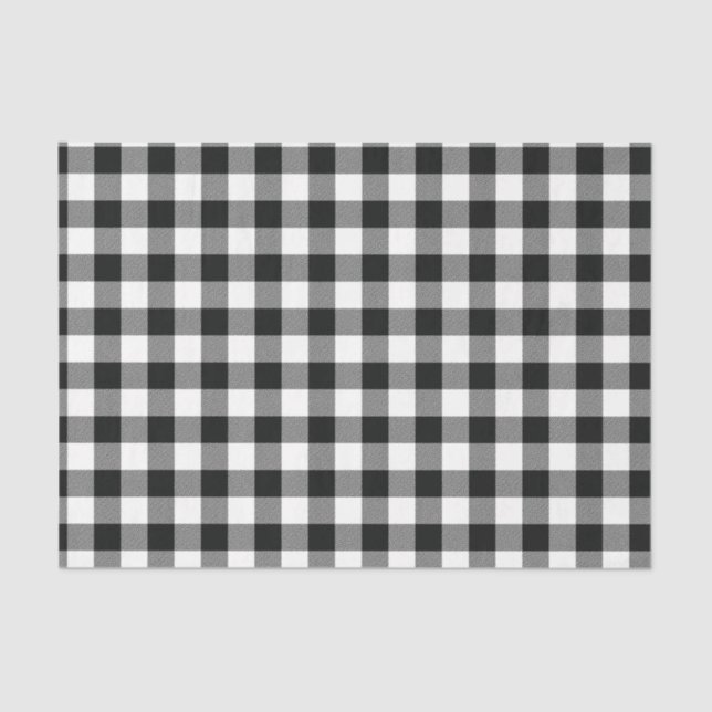 Modern Black White Buffalo Checks Tissue Paper (Front)