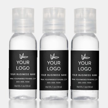 Modern Black & White Business Branding Custom Logo Hand Sanitizer by dulceevents at Zazzle