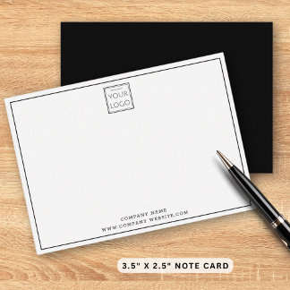 Modern Black White Business Logo Company Name  Note Card